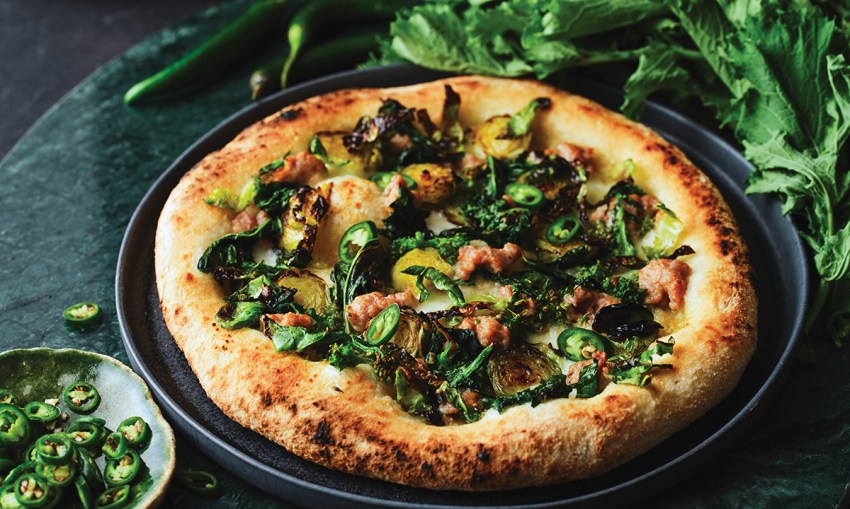 Brussel sprout, rapini & fennel sausage pizza - SALIFE